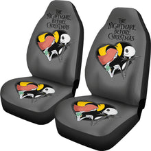 Load image into Gallery viewer, Nightmare Before Christmas Cartoon Car Seat Covers - Jack Skellington And Sally Black Heart Chibi Seat Covers Ci101501