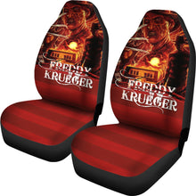 Load image into Gallery viewer, Horror Movie Car Seat Covers | Freddy Krueger Flaming Sunset Seat Covers Ci082721