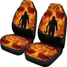 Load image into Gallery viewer, Horror Movie Car Seat Covers | Michael Myers Take Off Mask Flaming Skull Seat Covers Ci090321