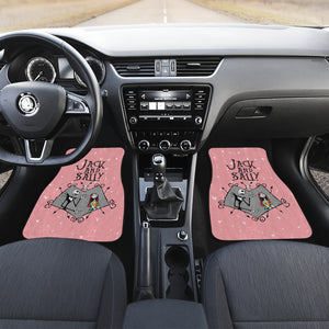 Nightmare Before Christmas Cartoon Car Floor Mats - Jack Skellington And Sally In Grey Heart Sweet Pink Car Mats Ci101202