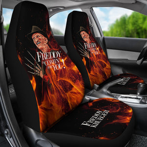 Horror Movie Car Seat Covers | Freddy Krueger Is Coming For You Fire Seat Covers Ci082621