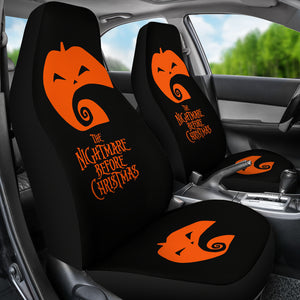 Nightmare Before Christmas Cartoon Car Seat Covers - Pumpkin And The Hill Minimal Seat Covers Ci093003