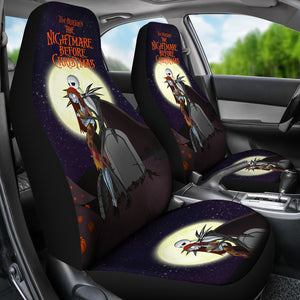Nightmare Before Christmas Cartoon Car Seat Covers - Jack Skellington Hugging Sally On RIP Night Seat Covers Ci092804