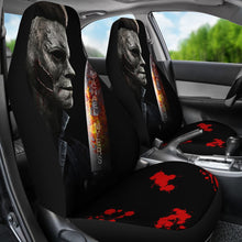 Load image into Gallery viewer, Horror Movie Car Seat Covers | Michael Myers Stone Face With Knife Seat Covers Ci090721