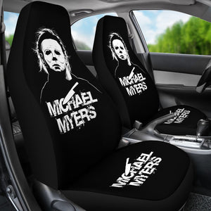 Horror Movie Car Seat Covers | Michael Myers Knife Black White Seat Covers Ci090221