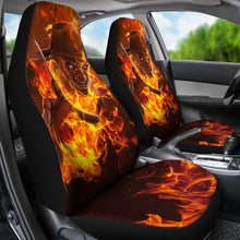 Load image into Gallery viewer, Horror Movie Car Seat Covers | Scary Freddy Krueger Flaming In Fire Seat Covers Ci083021