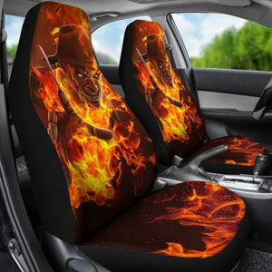 Horror Movie Car Seat Covers | Scary Freddy Krueger Flaming In Fire Seat Covers Ci083021