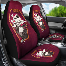 Load image into Gallery viewer, Nightmare Before Christmas Cartoon Car Seat Covers - Jack Skellington Smiling With Zero Dog Red Seat Covers Ci100904