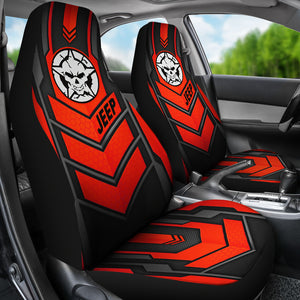 Jeep Skull Frame Red Color Car Seat Covers Car Accessories Ci220602-12