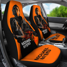 Load image into Gallery viewer, Horror Movie Car Seat Covers | Michael Myers And Laurie Strode Orange Seat Covers Ci090621