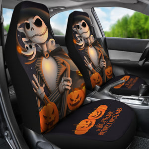 Nightmare Before Christmas Cartoon Car Seat Covers - Evil Jack Skellington With Zero Dog And Pumpkin Seat Covers Ci100801