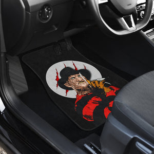 Horror Movie Car Floor Mats | Freddy Krueger Claw On White Moon Car Mats Ci082621