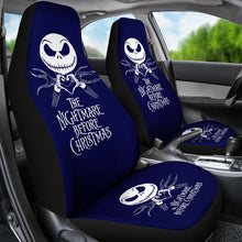 Load image into Gallery viewer, Nightmare Before Christmas Cartoon Car Seat Covers - Jack Skellington Heart Hand Sign Dark Blue Seat Covers Ci100802