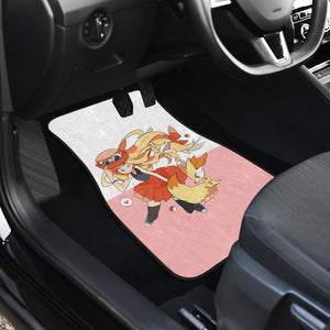 Pokemon Anime  Car Floor Mats - Serena And Fennekin Red Fox Playing Car Mats Ci110804