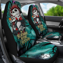 Load image into Gallery viewer, Nightmare Before Christmas Cartoon Car Seat Covers - Evil Jack Skellington And Zero Dog Trippy Background Seat Covers Ci101101