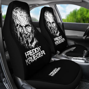 Horror Movie Car Seat Covers | Freddy Krueger Dissolving Face Black White Seat Covers Ci083121