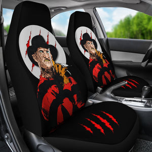 Horror Movie Car Seat Covers | Freddy Krueger Claw On White Moon Seat Covers Ci082621