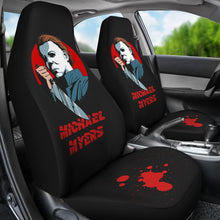 Load image into Gallery viewer, Horror Movie Car Seat Covers | Michael Myers With Sharp Knife Black Seat Covers Ci090221