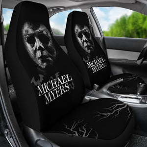 Horror Movie Car Seat Covers | Michael Myers Old Stone Face Black White Seat Covers Ci090921