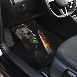 Horror Movie Car Floor Mats | Michael Myers Stone Face With Knife Car Mats Ci090721