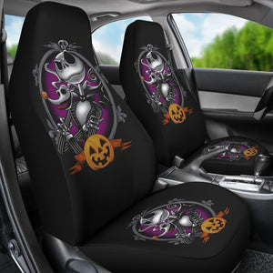 Nightmare Before Christmas Cartoon Car Seat Covers | Evil Jack With Zero Dog Smiling Pumpkin Seat Covers Ci092402