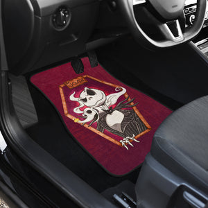 Nightmare Before Christmas Cartoon Car Floor Mats - Jack Skellington Smiling With Zero Dog Red Car Mats Ci100903