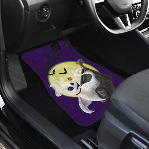 Nightmare Before Christmas Cartoon Car Floor Mats - Zero Dog Fly To Yellow Moon With Bats Car Mats Ci092805