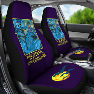 Nightmare Before Christmas Cartoon Car Seat Covers - Jack Skellington And Zero Dog Escaping Seat Covers Ci093002