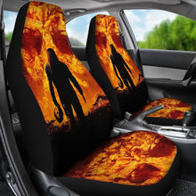 Load image into Gallery viewer, Horror Movie Car Seat Covers | Michael Myers Take Off Mask Flaming Skull Seat Covers Ci090321