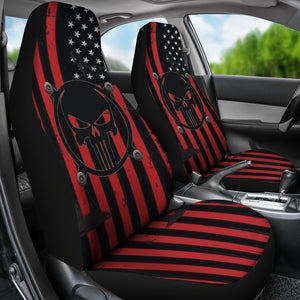 The Punisher Car Seat Covers  American Flag Grunge Car Accessories Ci220819-4