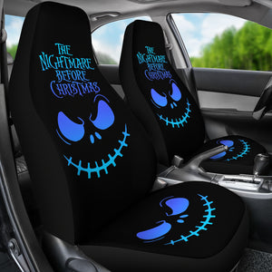 Nightmare Before Christmas Cartoon Car Seat Covers | Jack Skellington Blue Minimal Smiling Face Seat Covers Ci100603