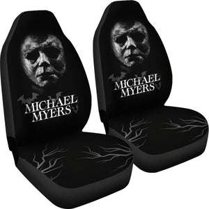 Horror Movie Car Seat Covers | Michael Myers Old Stone Face Black White Seat Covers Ci090921