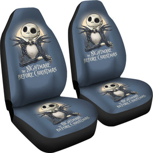 Nightmare Before Christmas Cartoon Car Seat Covers - Jack Skellington Thinking Light Yellow Moon Seat Covers Ci101205