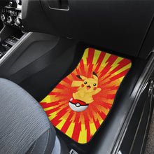 Load image into Gallery viewer, Pokemon Anime  Car Floor Mats - Pikachu Sitting On Pokeball Lightning Power Red And Yellow Car Mats Ci111001