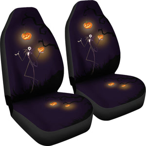 Nightmare Before Christmas Cartoon Car Seat Covers - Jack Skellington Playing With Flying Pumpkin Seat Covers Ci092902