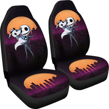 Load image into Gallery viewer, Nightmare Before Christmas Cartoon Car Seat Covers - Chibi Jack Skellington And Zero Dog Modern City At Night Seat Covers Ci101301