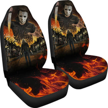 Load image into Gallery viewer, Horror Movie Car Seat Covers | Michael Myers Knife Vs Laurie Strode Gun Fire Town Seat Covers Ci090321