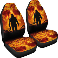 Load image into Gallery viewer, Horror Movie Car Seat Covers | Michael Myers Take Off Mask Flaming Skull Seat Covers Ci090321