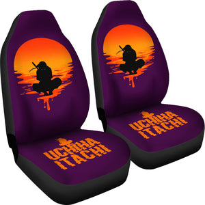 Naruto Anime Car Seat Covers - Uchiha Itachi Sitting Silhouette Melting Moon Seat Covers Ci101605