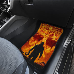 Horror Movie Car Floor Mats | Michael Myers Take Off Mask Flaming Skull Car Mats Ci090321