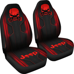 Jeep Skull Frame Red Color Car Seat Covers Car Accessories Ci220602-05