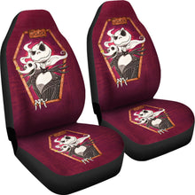 Load image into Gallery viewer, Nightmare Before Christmas Cartoon Car Seat Covers - Jack Skellington Smiling With Zero Dog Red Seat Covers Ci100904