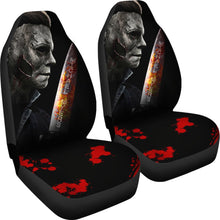 Load image into Gallery viewer, Horror Movie Car Seat Covers | Michael Myers Stone Face With Knife Seat Covers Ci090721