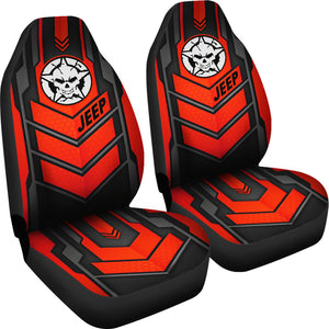 Jeep Skull Frame Red Color Car Seat Covers Car Accessories Ci220602-12