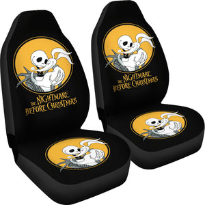 Nightmare Before Christmas Cartoon Car Seat Covers - Jack Skellington And Zero Dog Yellow Moon Artwork Seat Covers Ci101304