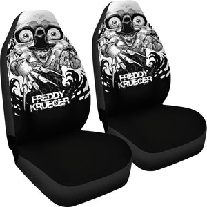 Horror Movie Car Seat Covers | Freddy Krueger Claw Glove Black White Scary Eyes Seat Covers Ci090121