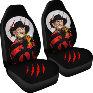 Horror Movie Car Seat Covers | Freddy Krueger Claw On White Moon Seat Covers Ci082621