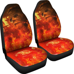 Horror Movie Car Seat Covers | Michael Myers In Flaming House Seat Covers Ci090621