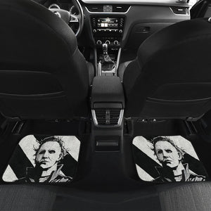 Horror Movie Car Floor Mats | Michael Myers Black And White Portrait Car Mats Ci090921