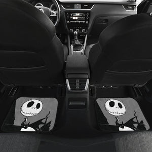 Nightmare Before Christmas Cartoon Car Floor Mats | Jack Skellington Portrait Black Grey Car Mats Ci092403